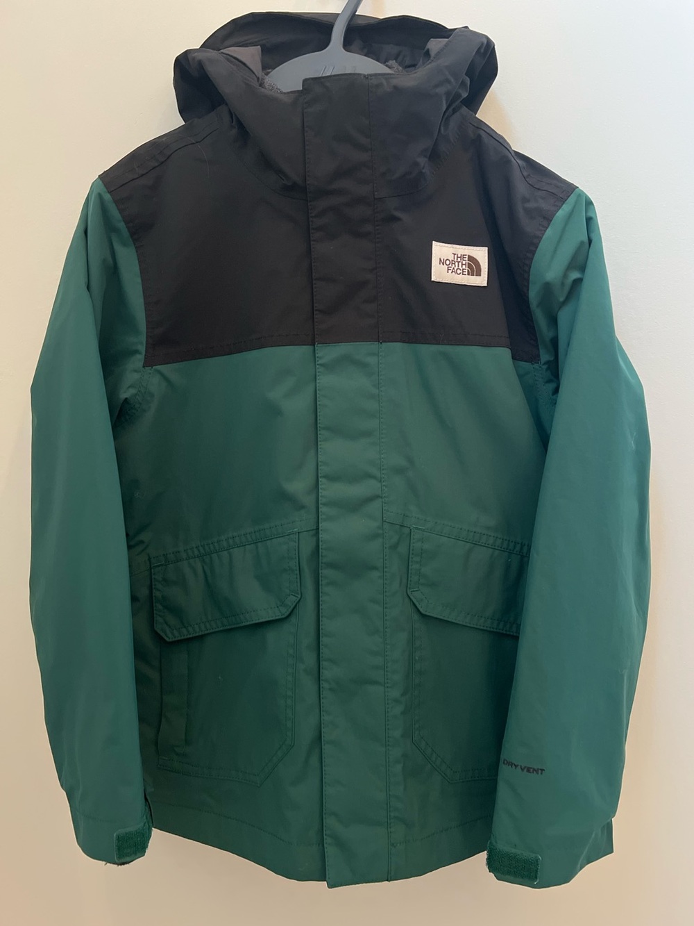 The North Face Kids Green and Black Waterproof 3 in 1 Hooded Fleece Jacket